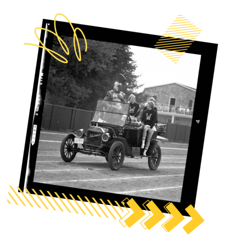 a group of people on a car