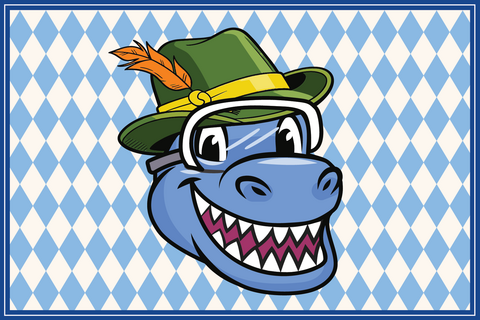 Science faculty mascot with a green Oktoberfest hat