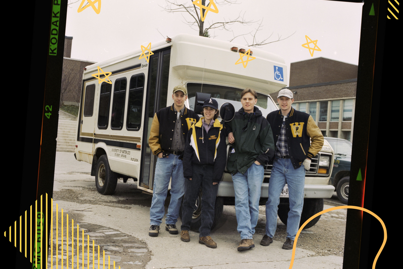 People in front of bus