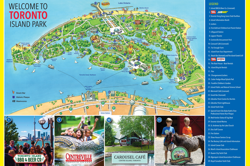 Map of Toronto Island with main attractions