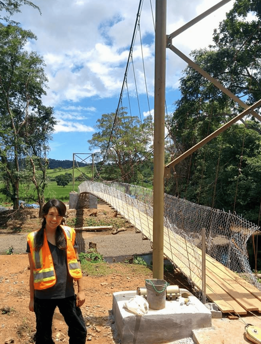 Alison beside the bridge in Panama