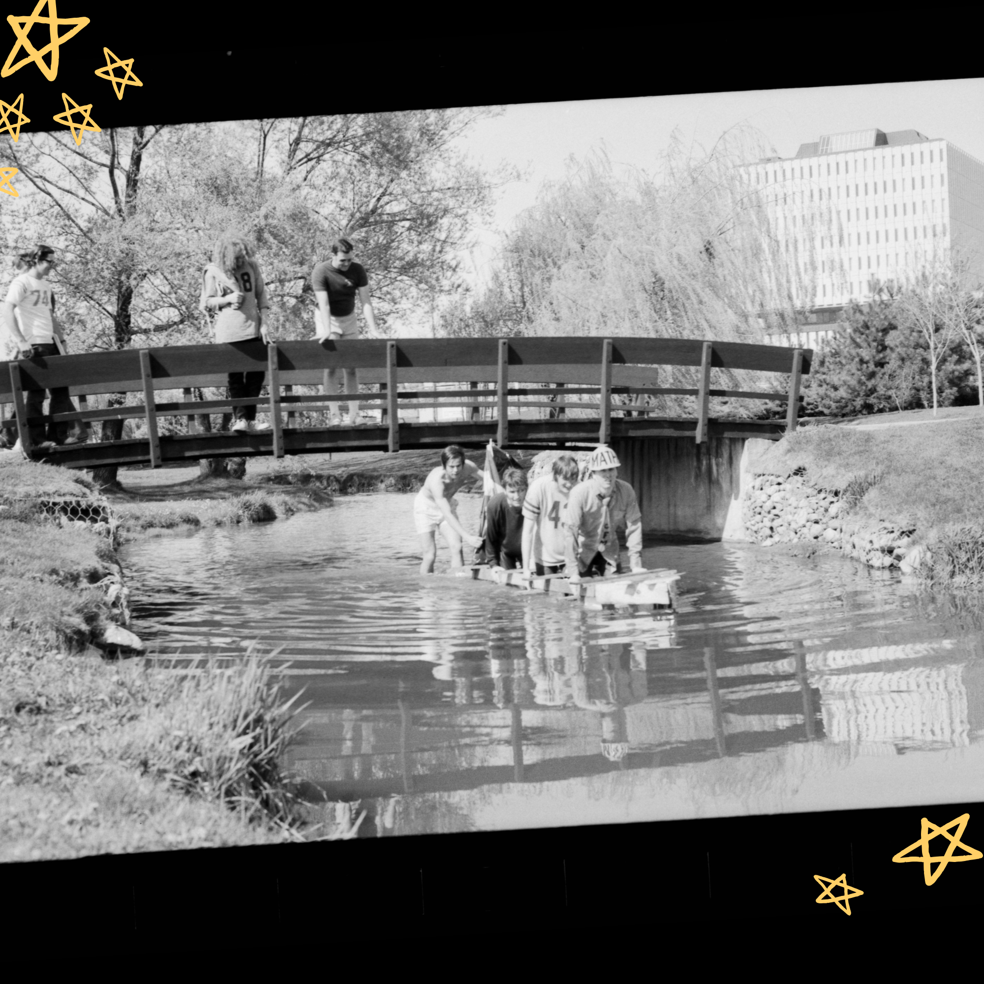 Students by a bridge