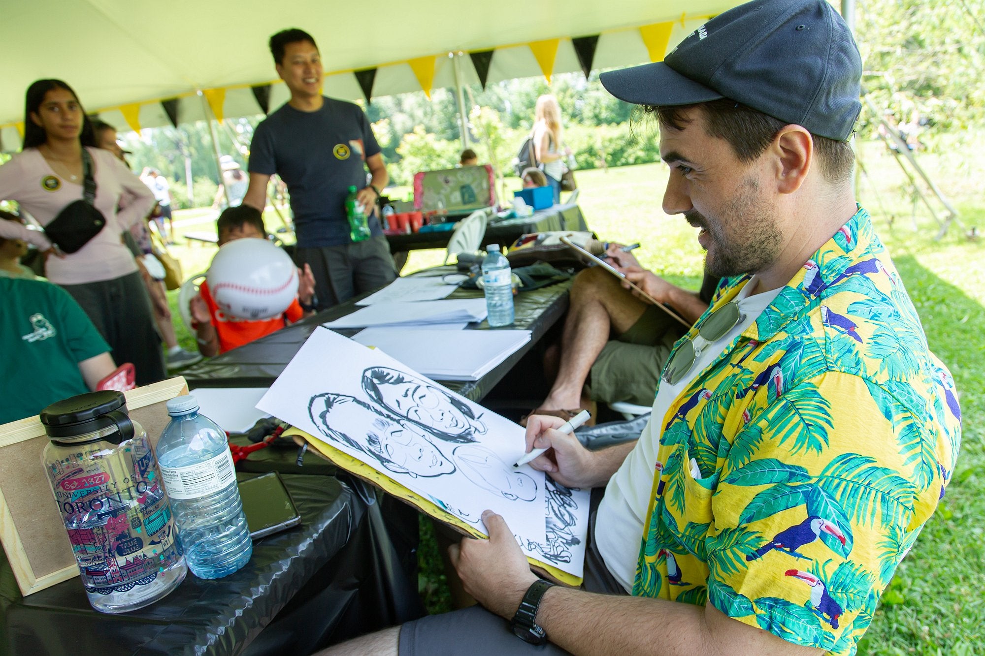 A caricature artist drawing an image