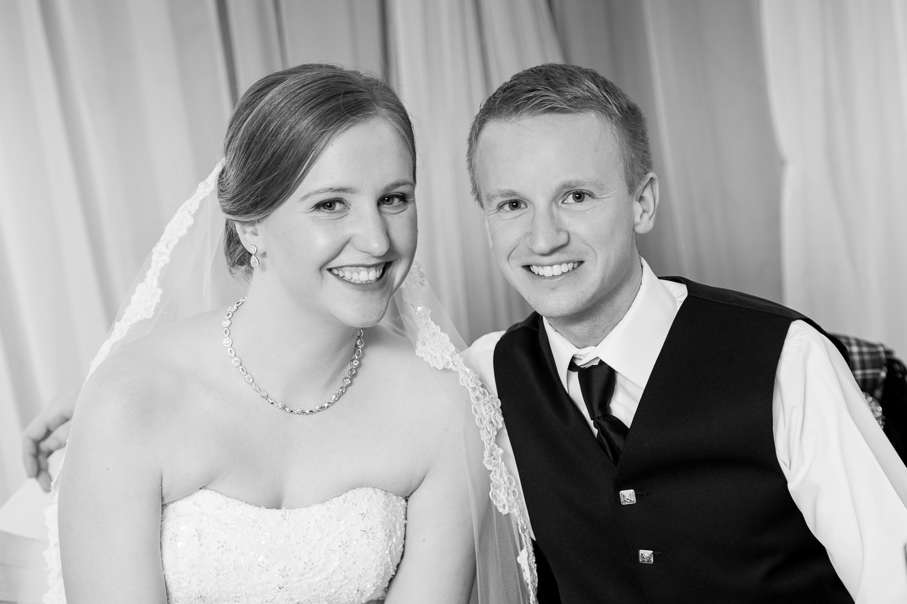 andrew and emily at their wedding