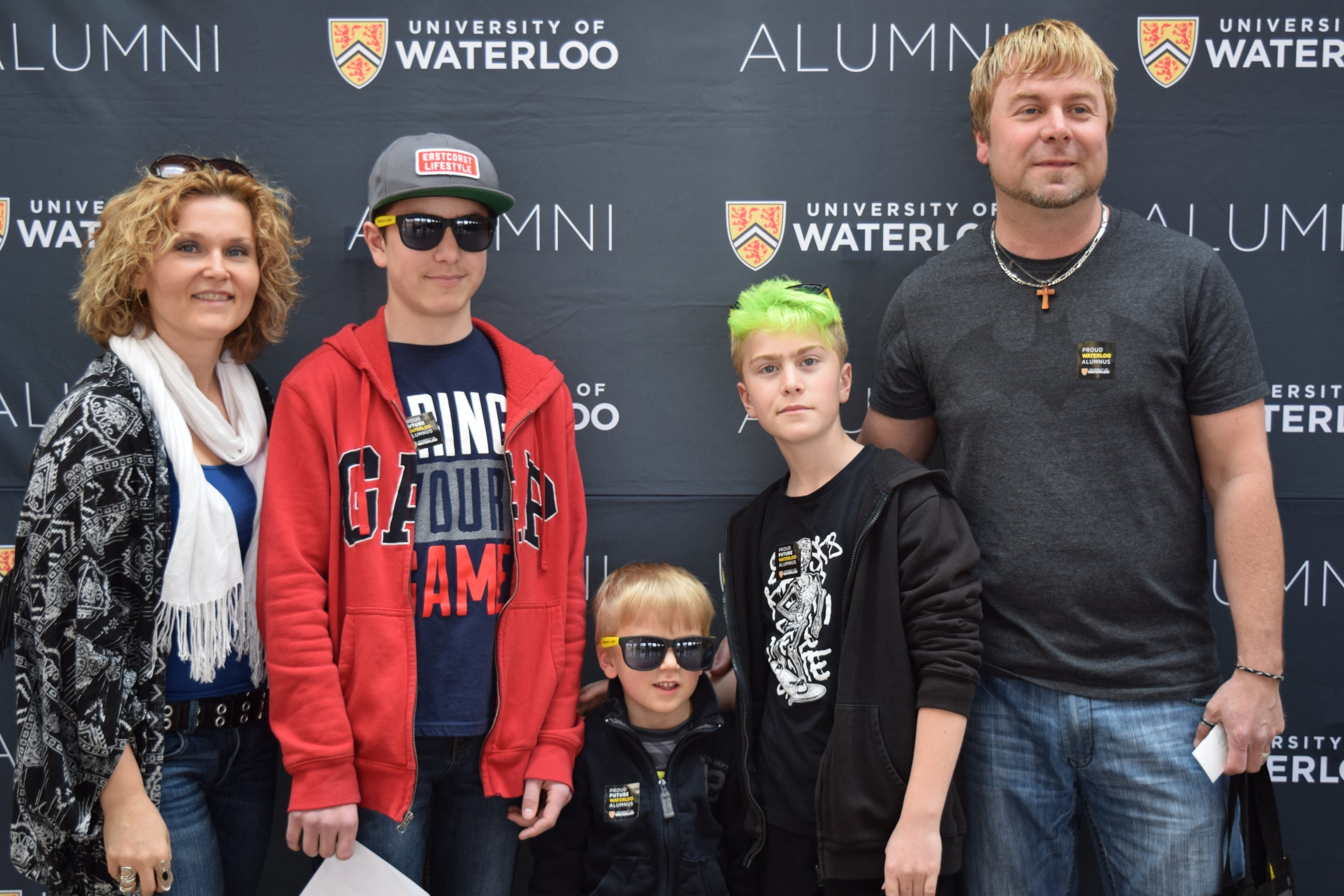 Jacob and Ben with their family at UWaterloo Family Day