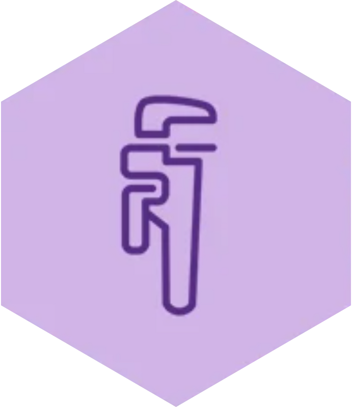 Purple icon of a wrench