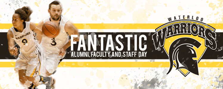 Fantastic Alumni Day logo with basketball players