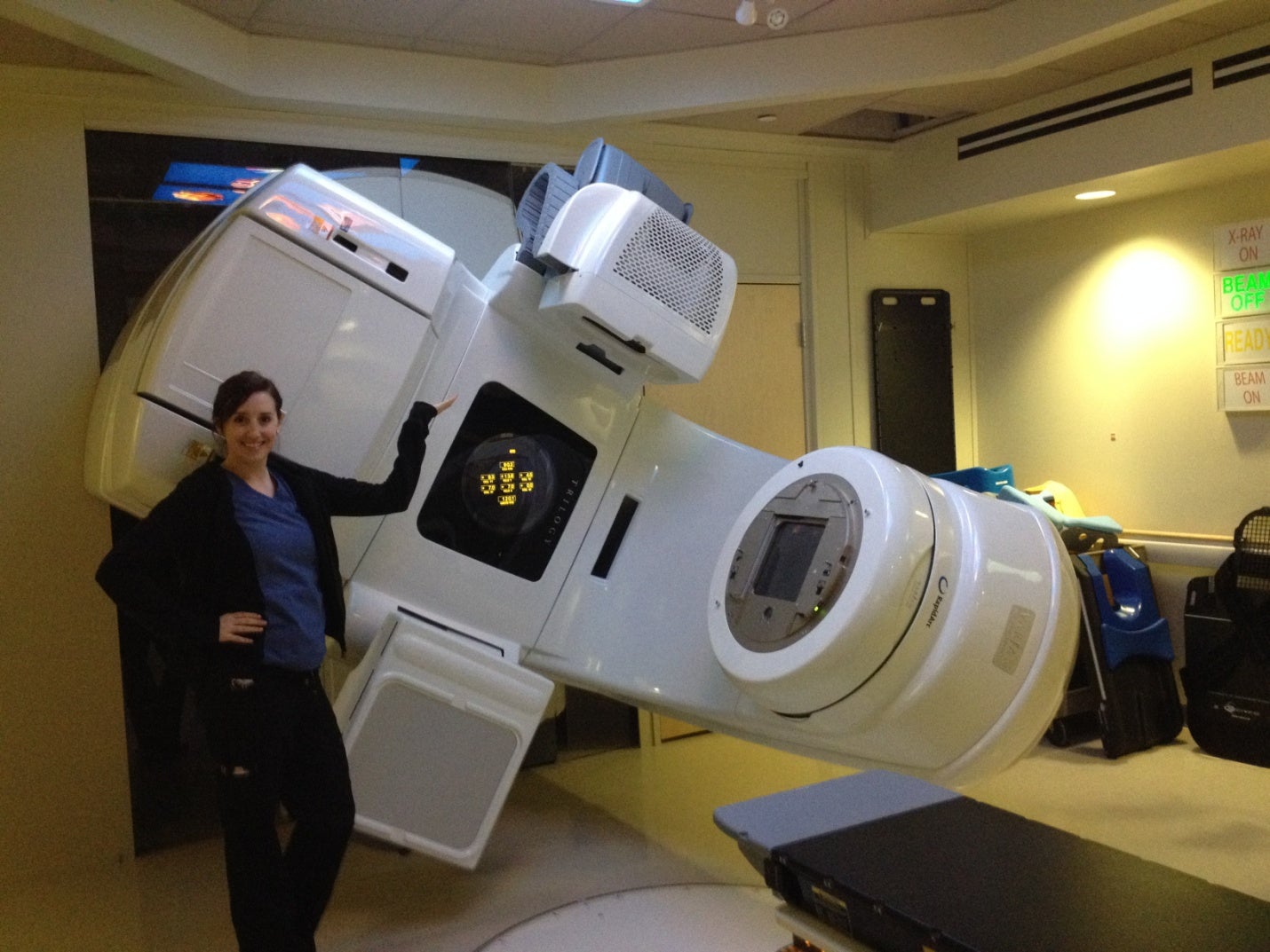 Leanne with radiation machine