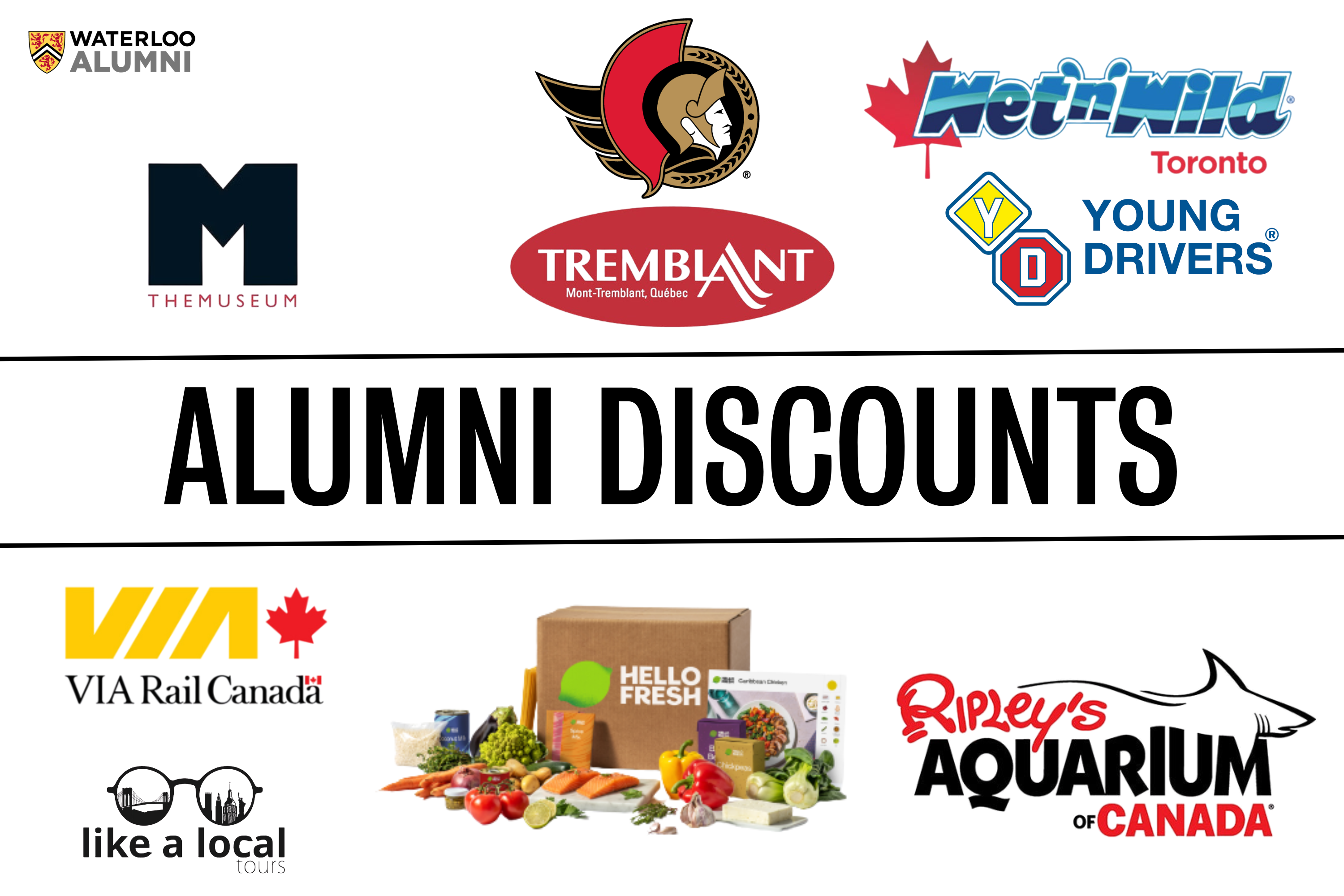 alumni discounts with logos
