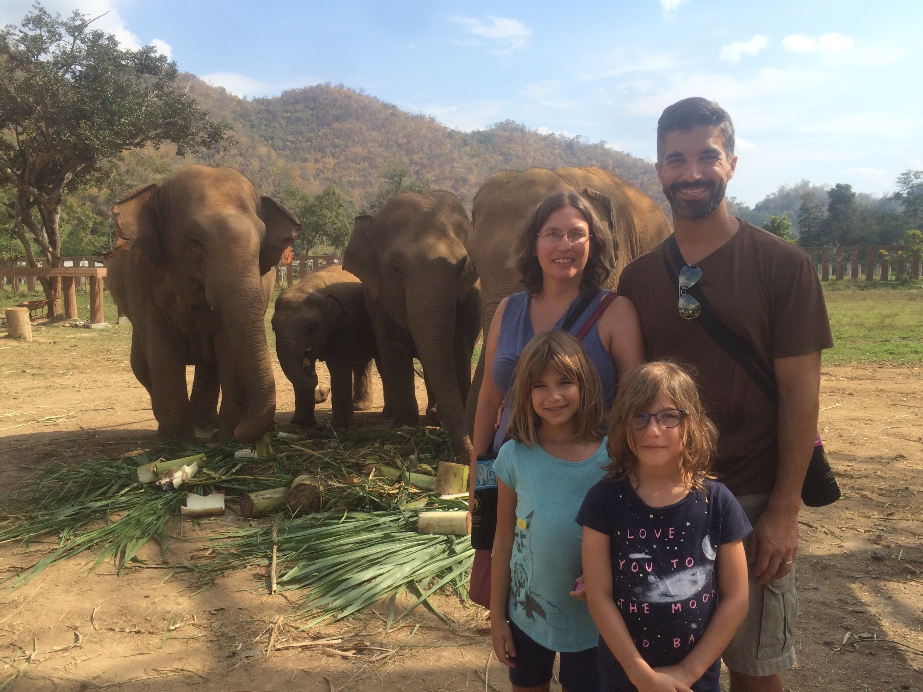 Rizk Family at Elephant Nature Park near Chiang Mai, Thailand