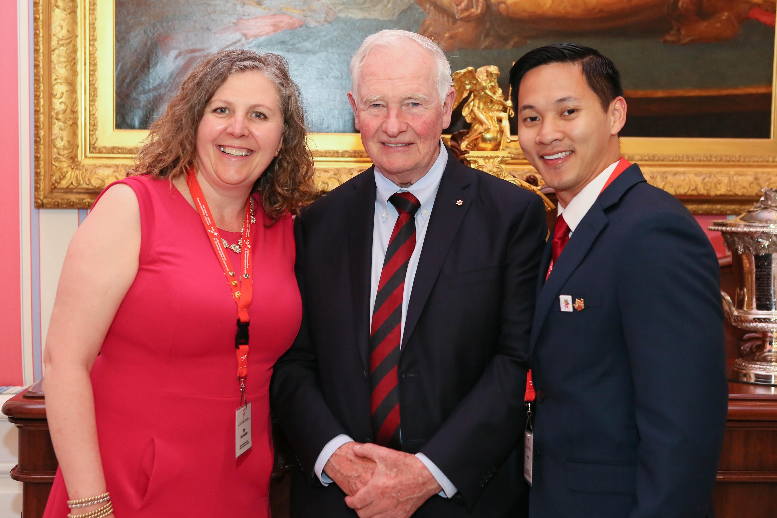 Tobi Day-Hamilton (Director, Communications and Strategic Initiatives, IQC), His Excellency the Right Honourable David Johnston, David Ha (Accounting Faculty, SAF)