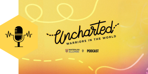 The UWaterloo Alumni Podcast Uncharted logo with a microphone icon on the left