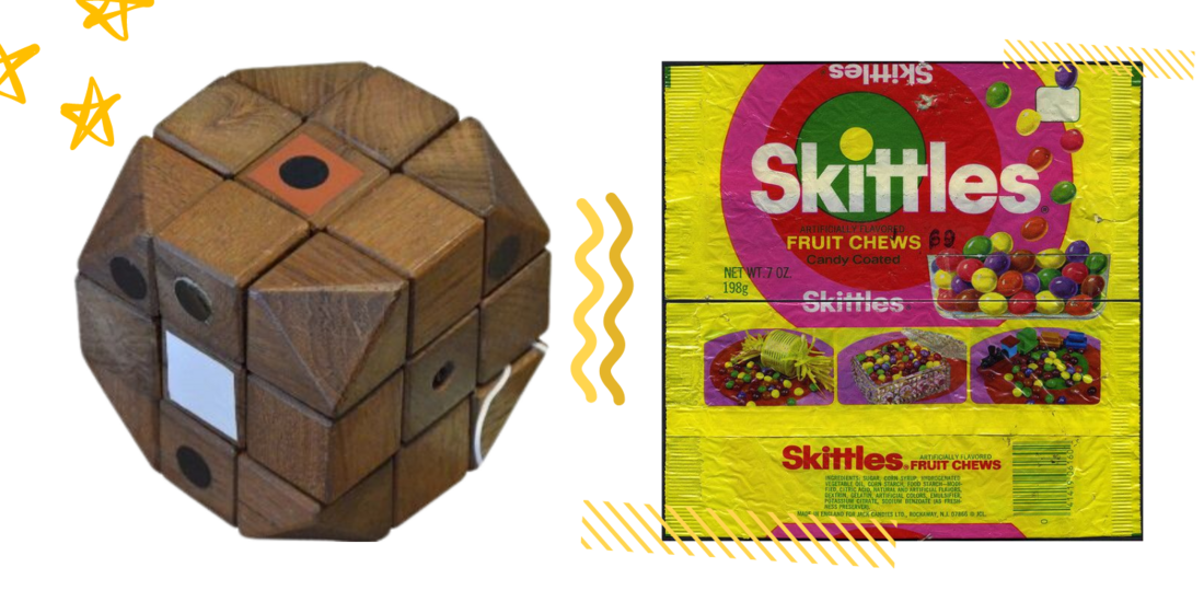 rubiks cube and skittles in 1974