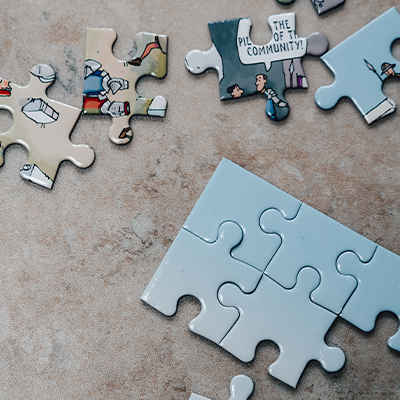Puzzle pieces fitting together