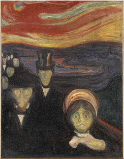 Anxiety, oil painting by Edvard Munch