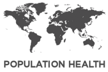 World map icon representing population health.
