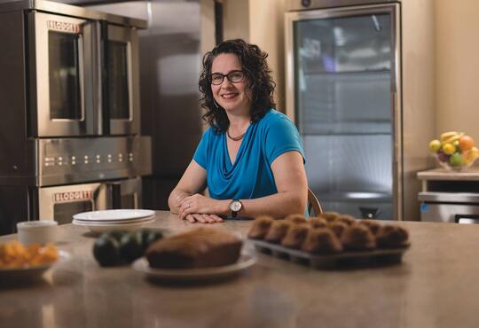 Heather Keller in research test kitchen.