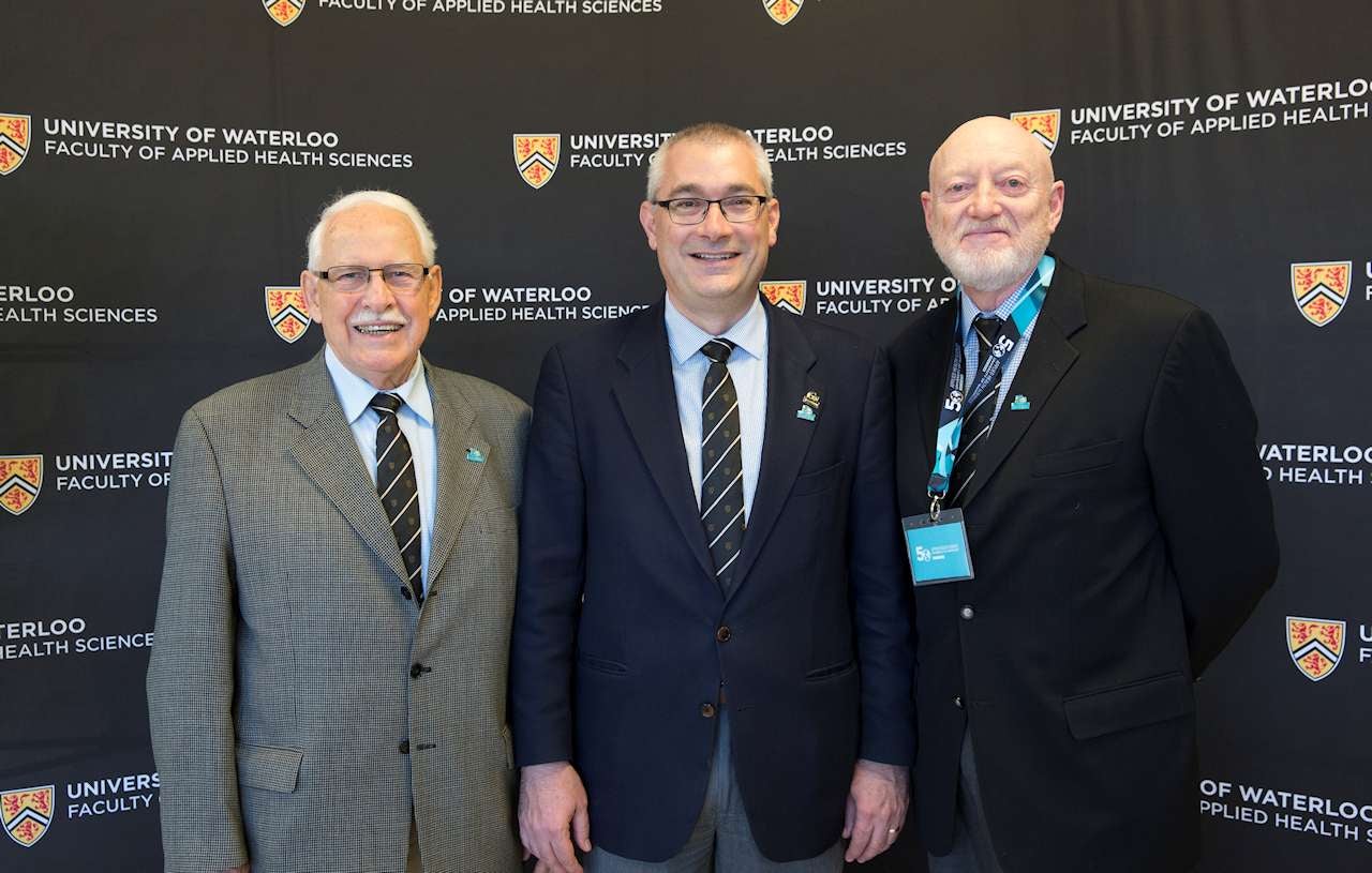James Rush, Dean of Applied Health Sciences, with past deans Bob Norman and Roger Mannell.