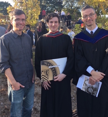 Graduate Matthew Ambacher (centre), along with Michael Waite (left) and Francs Poulin (right)