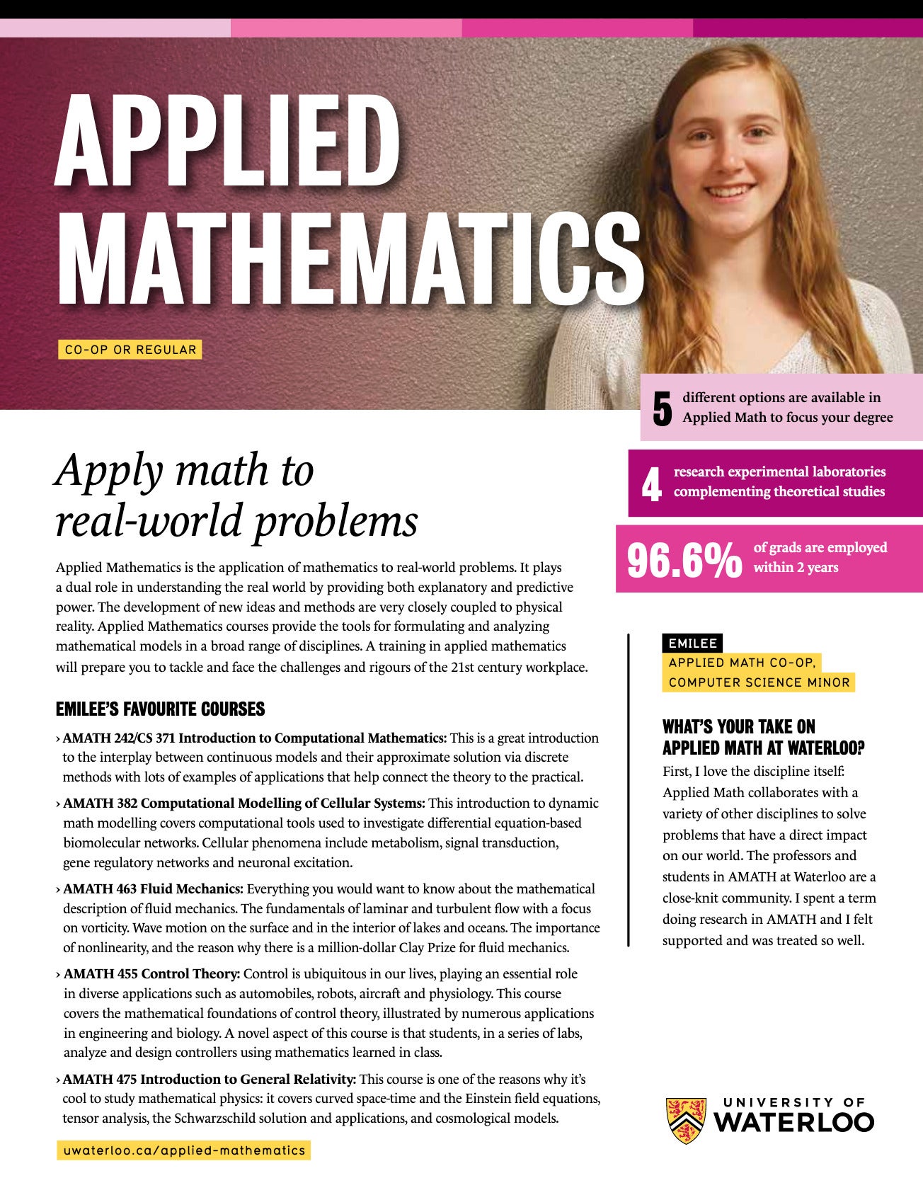 Future undergraduates Applied Mathematics University of Waterloo
