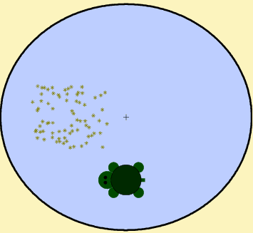 Taylor the turtle slowly walking in circles in a rotating tank (animated gif)