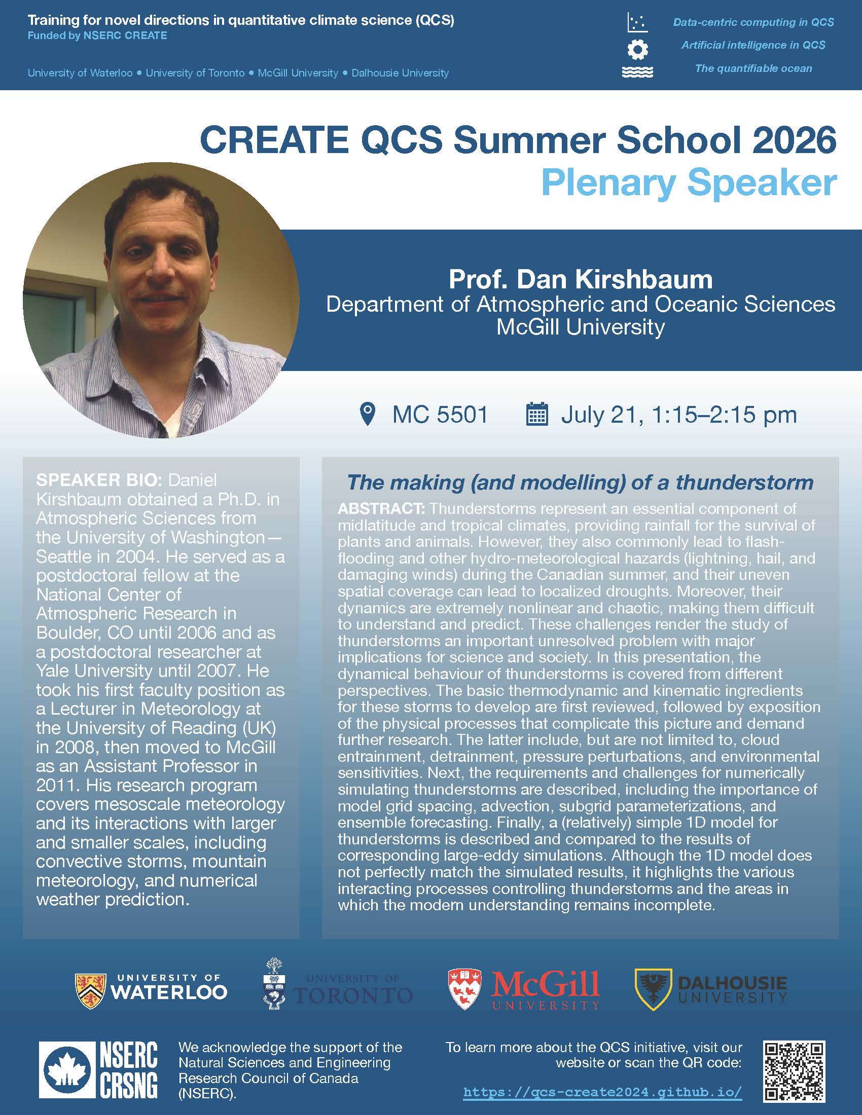 Quantitative Climate Science Seminar | Dan Kirshbaum, The making (and modelling) of a thunderstorm