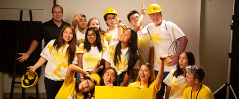 students at orientation