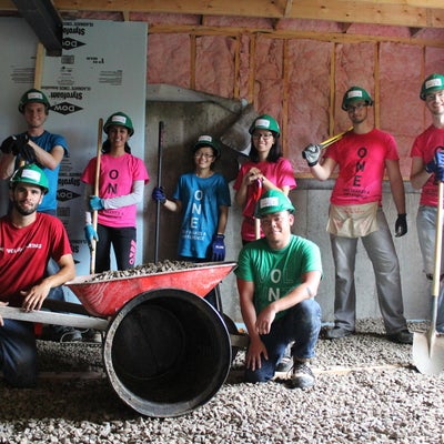 students on work site