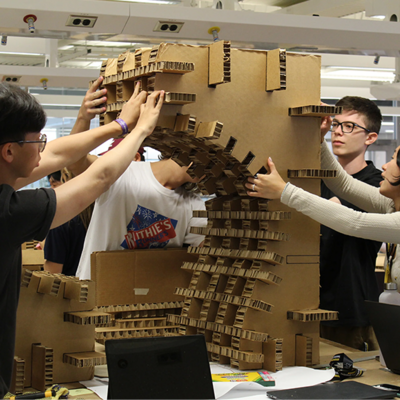 Students building model