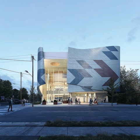 Architectural rendering of the exterior of Dawes Road Library & Community Hub