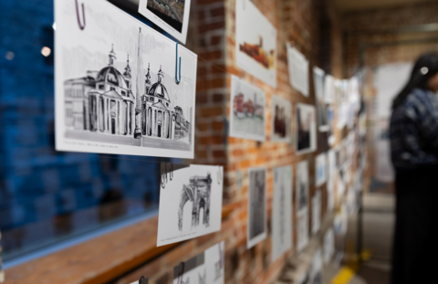 sketch of a church in rome