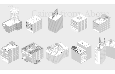ten architectural illustrations of buildings from above
