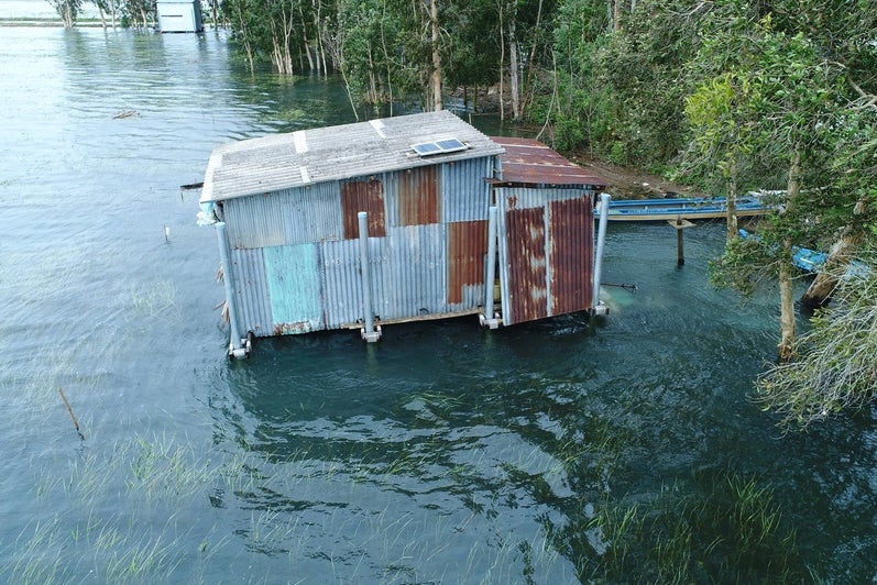 The second amphibious retrofit house in An Giang Province floating during the monsoon flood in 2018
