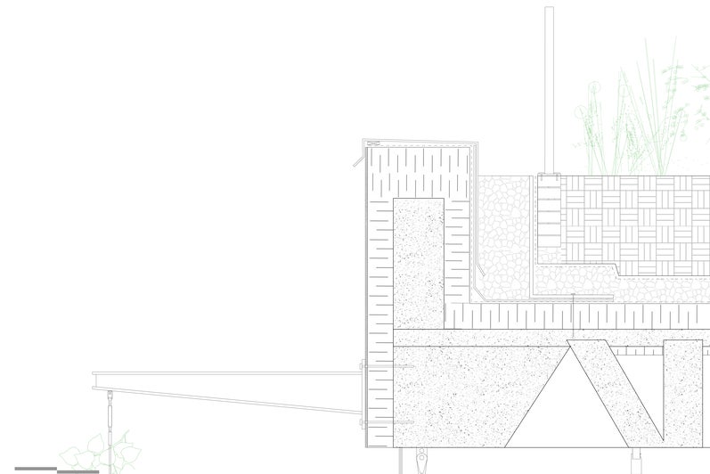 detailed architectural drawing of the roof section of a building