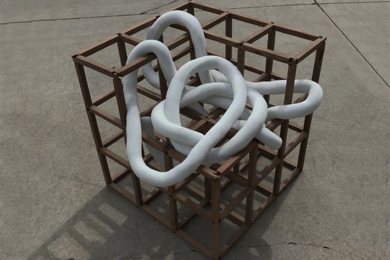 A chair for Sol LeWitt, designed and constructed by Elizabeth Lenny in 2019 for ARCH 570, Chair Project Design-Build elective