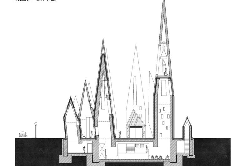 A section drawing of the church.