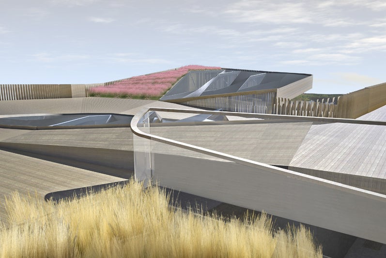 A render of the roof top of the building.