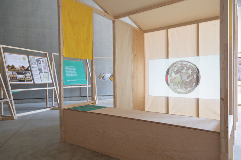 Installation picture of an architecture gallery exhibition