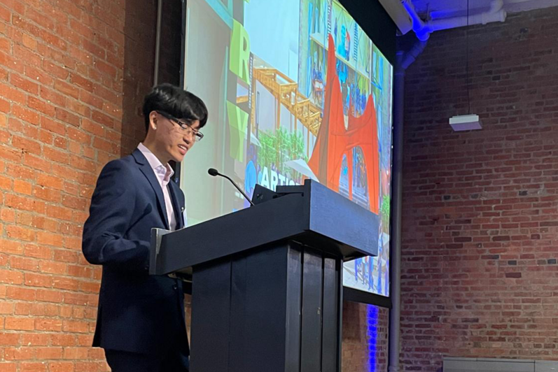 Jhony Li Feng presenting his project 'Artist-N-Residence' at the Edmund N. Bacon Student Design Awards