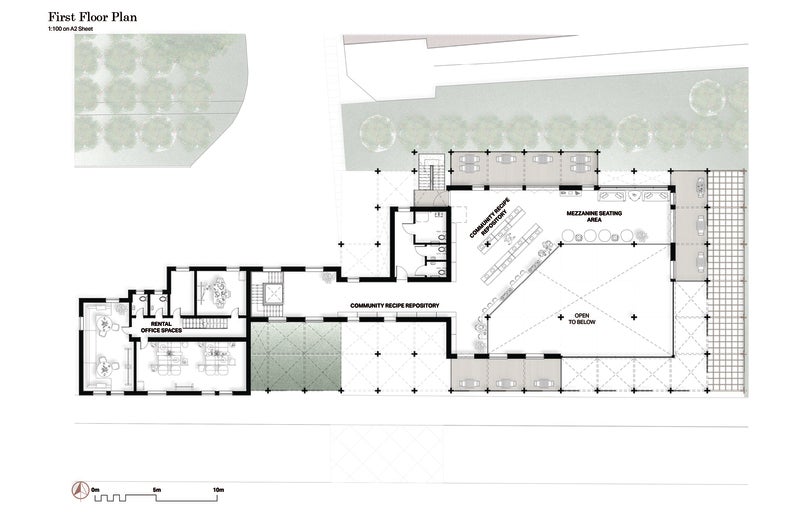 floor plan of the second floor of a large building