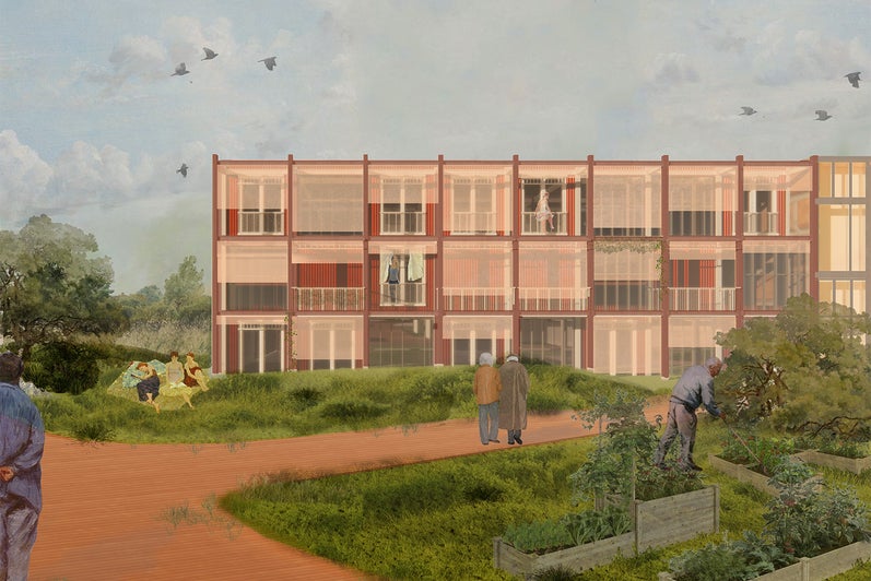 illustration of a three story rectangular building