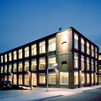 Night view of School of Architecture with lights