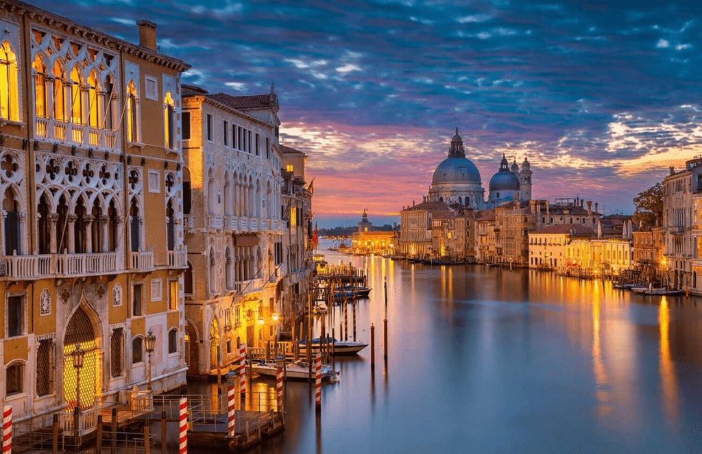 the canals of Venice, Italy at night
