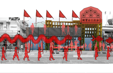 illustration of a parade in Hong Kong