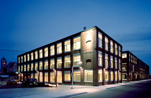 Night view of School of Architecture with lights