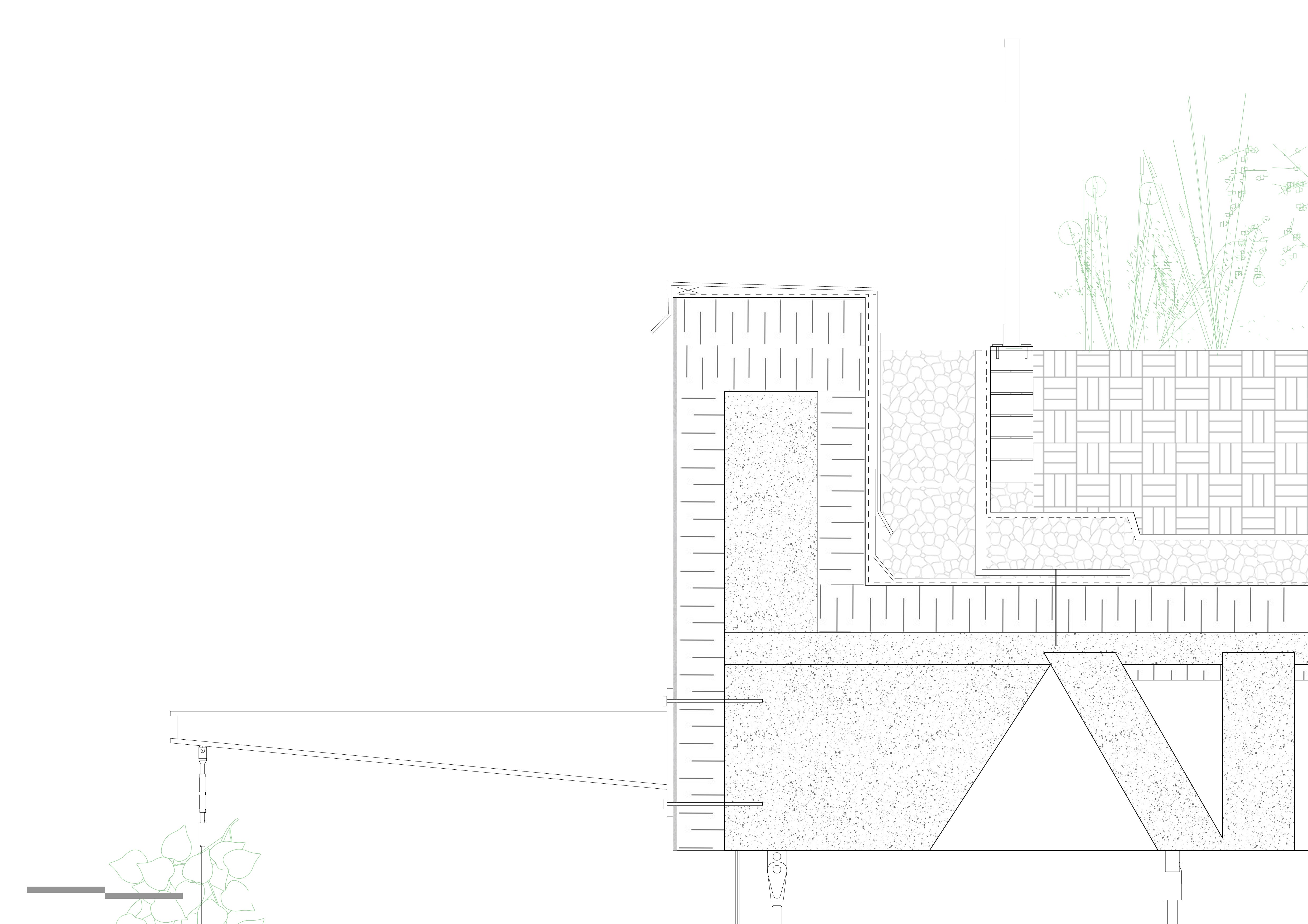 detailed architectural drawing of the roof section of a building