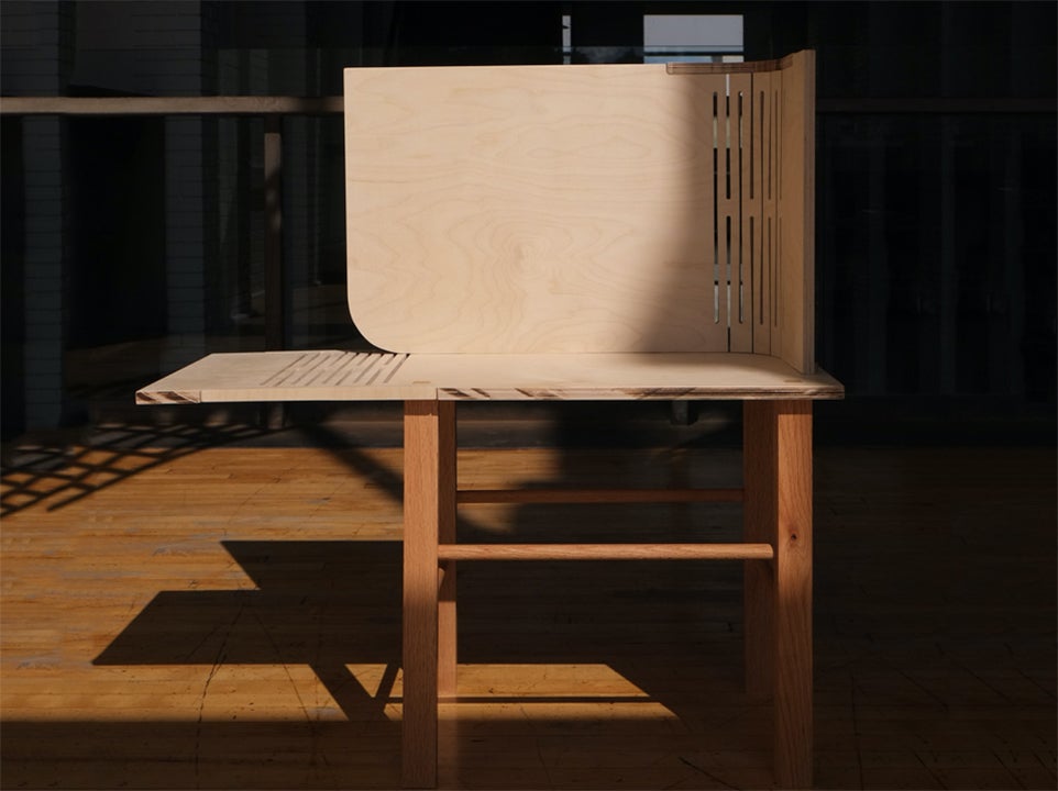 A chair for Ip Man, designed and constructed by Alyssa Tang in 2019 for ARCH 570, Chair Project Design-Build elective