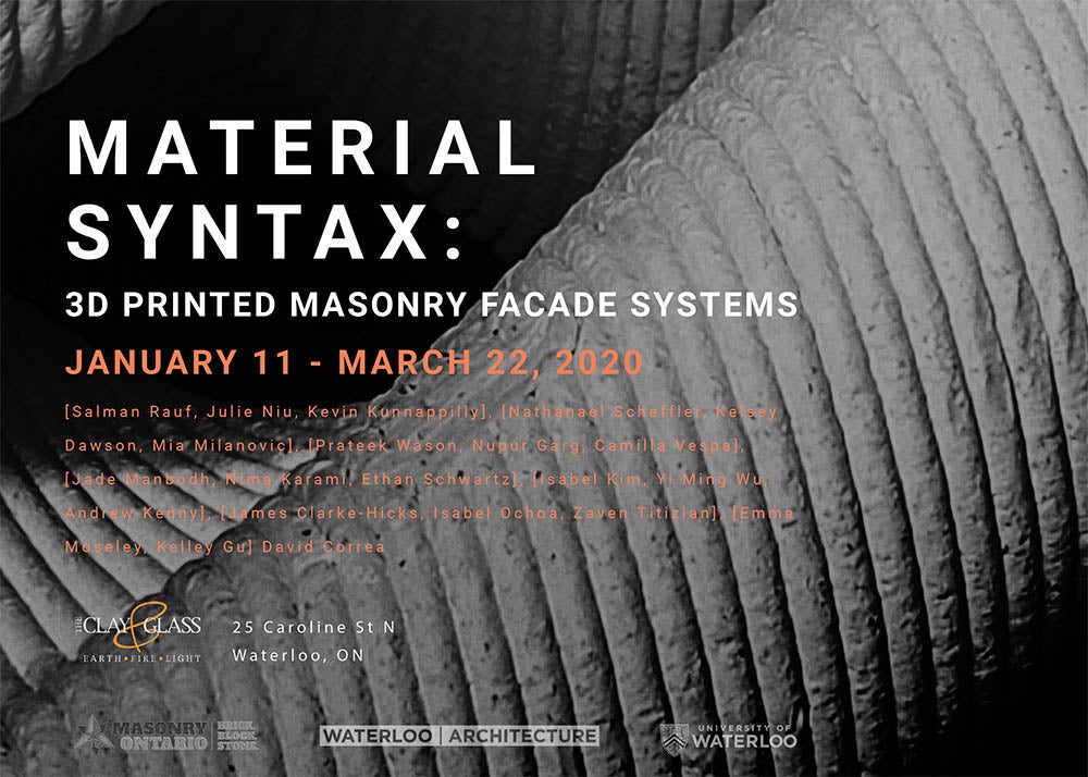 e-vite Material Syntax: 3D Printed Masonry Façade SystemsJanuary 11 – March 22, 2020