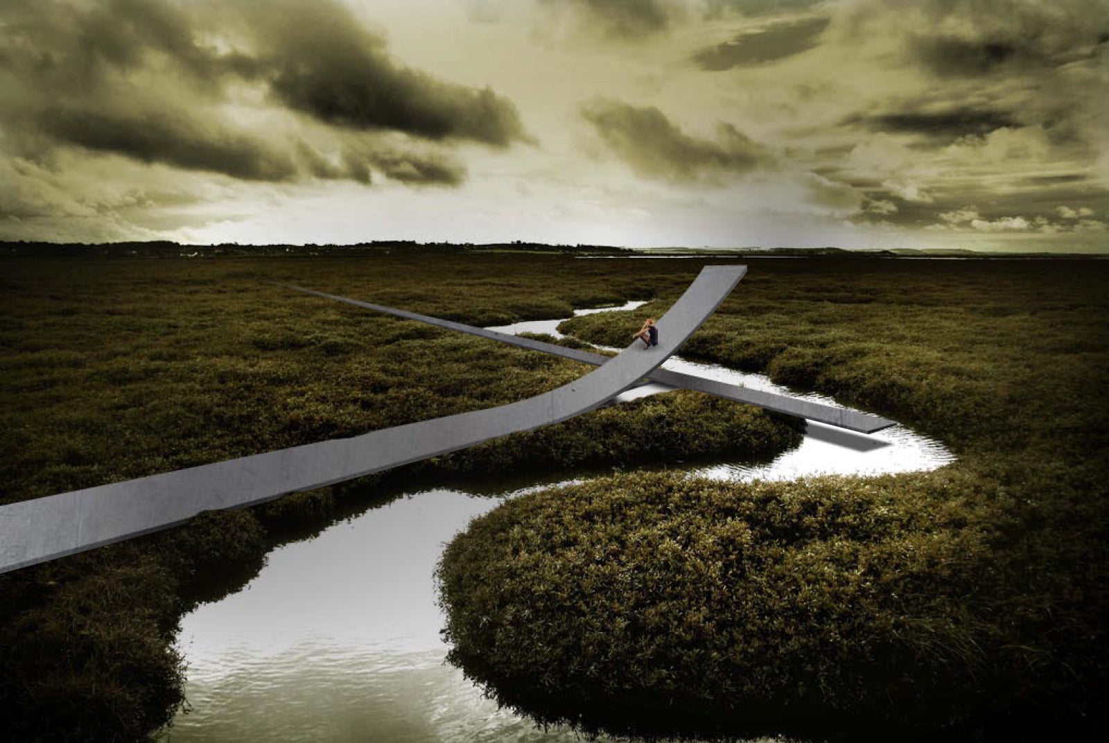 A rendering of the walkways on the island.