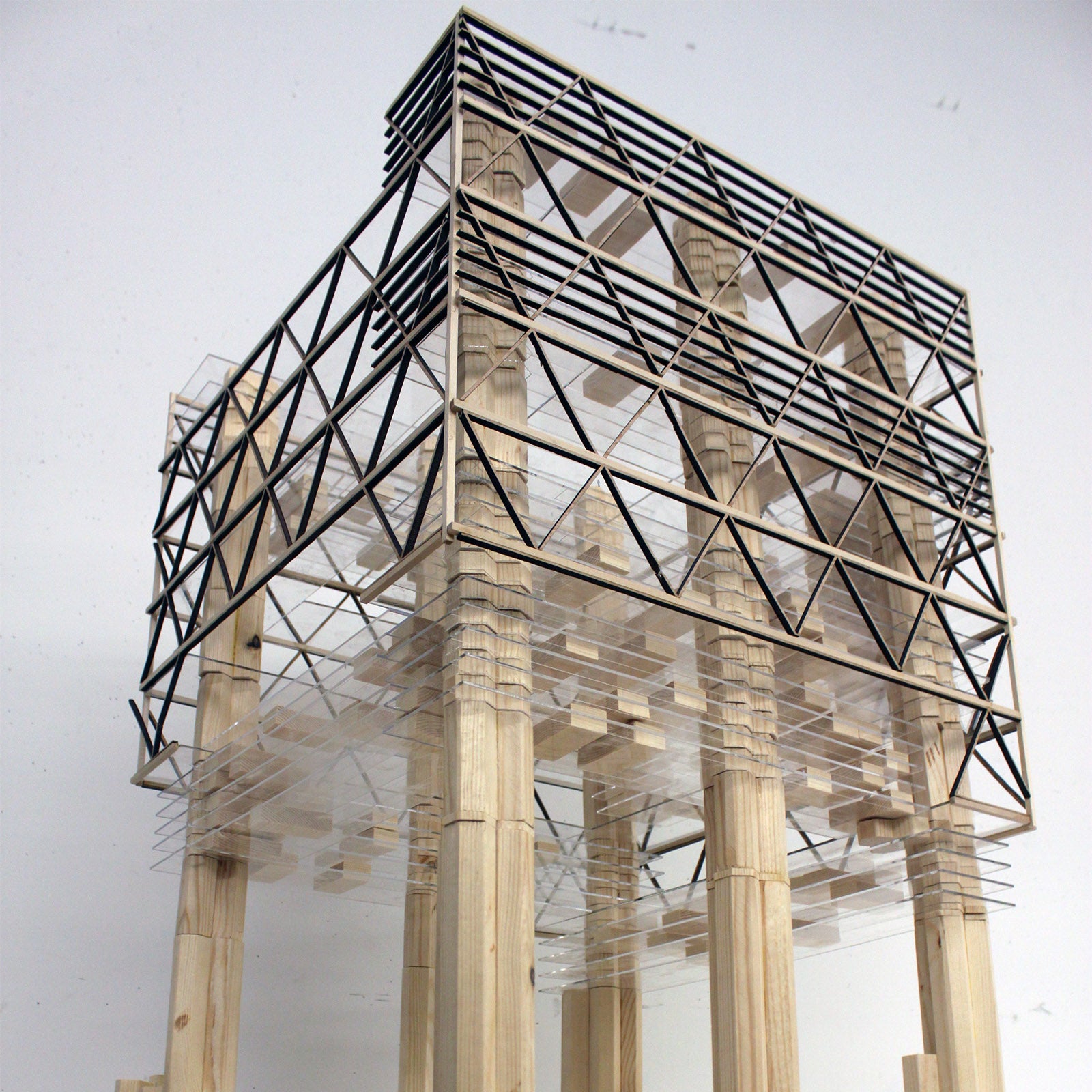 A photograph of the wooden physical model.